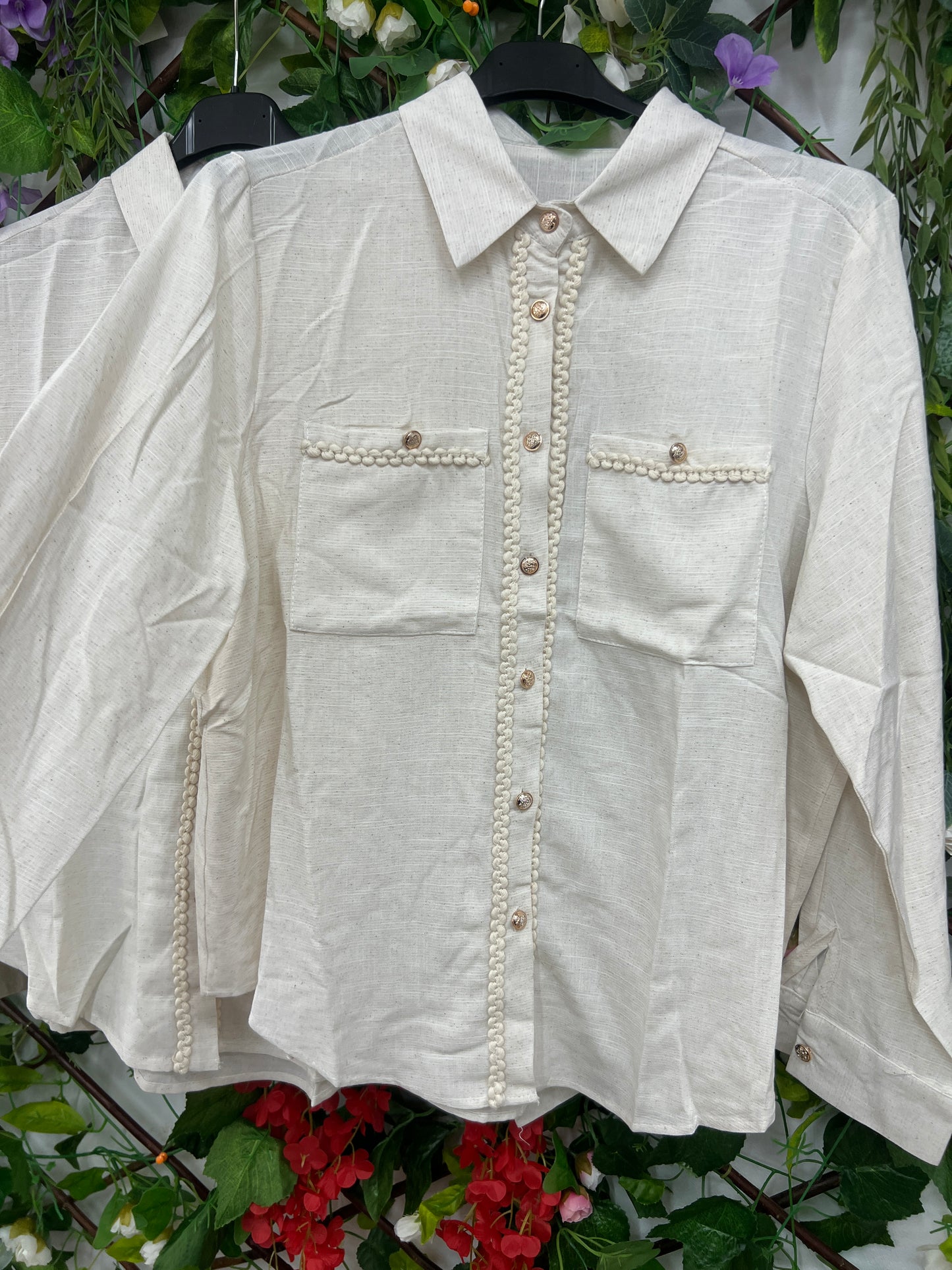 Camisa Bolsillos Encajes