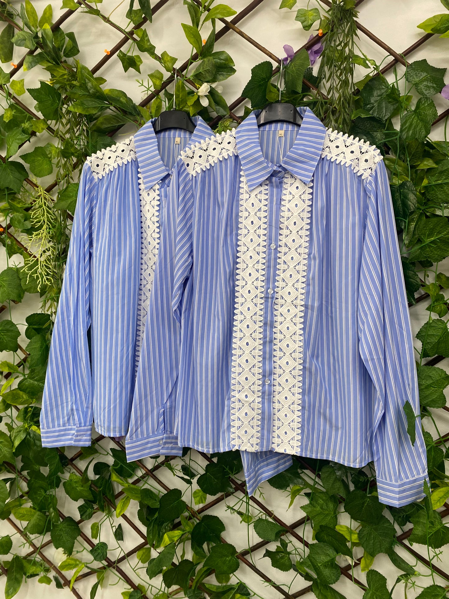 Camisa Rayas y Crochet