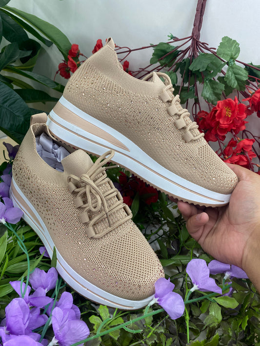 Deportivas Calcetin Piedritas Beige