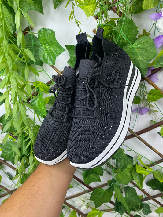 Deportivas Calcetin Piedritas Negras