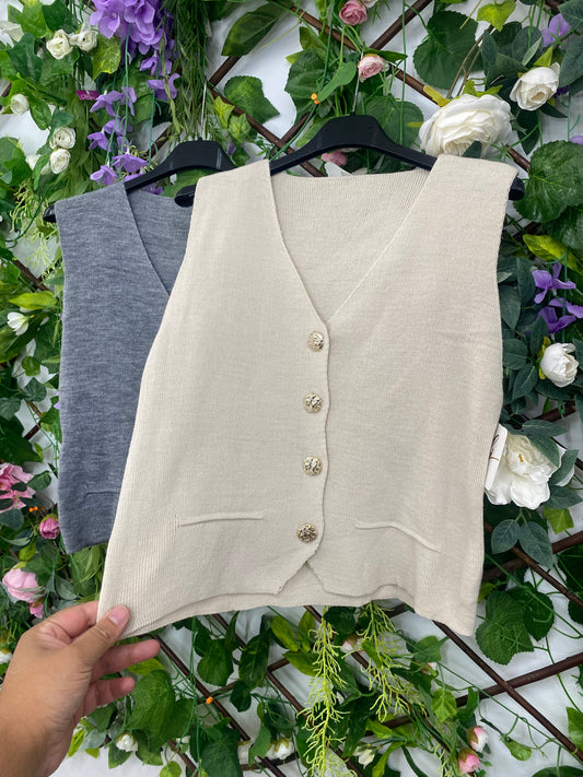 Chaleco Boton Dorado