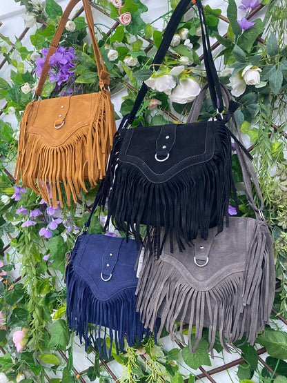 Bolso Broche Flecos Ante