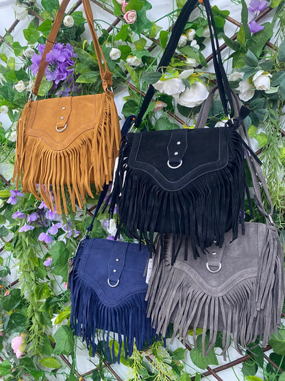 Bolso Broche Flecos Ante