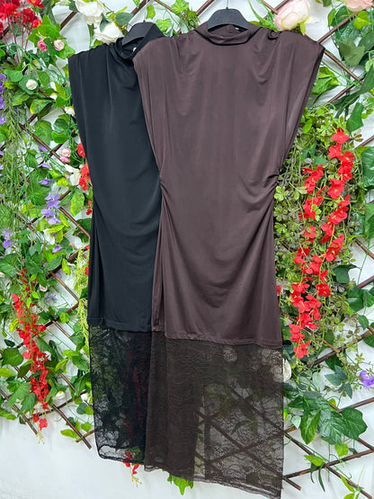 Vestido Satinado Encaje