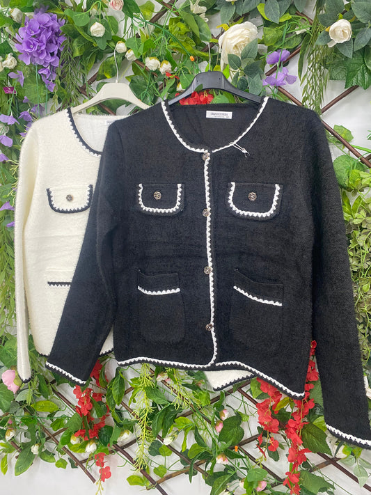 Cardigan Punto Ribetes