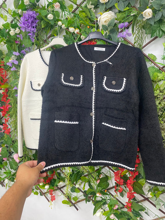 Cardigan Punto Ribetes