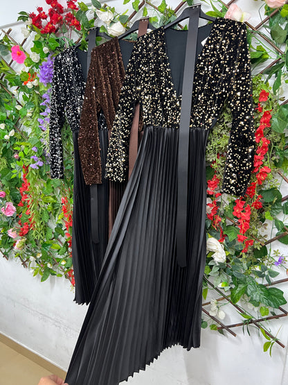 Vestido Lentejuelas y Plisado