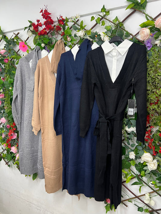 Vestido Punto Combi Camisa