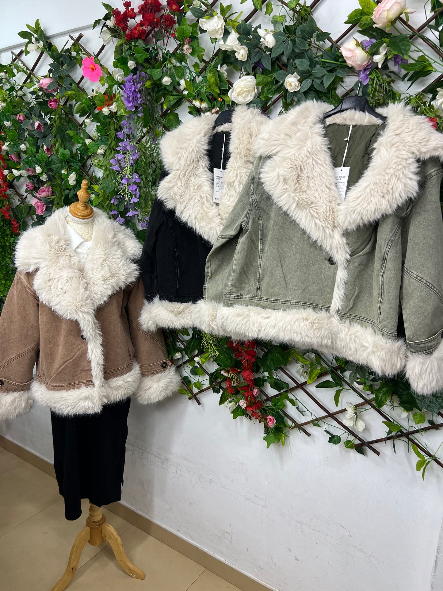 Chaqueta Vaquera Efecto Pelo Largo