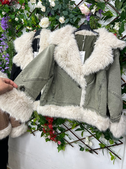 Chaqueta Vaquera Efecto Pelo Largo