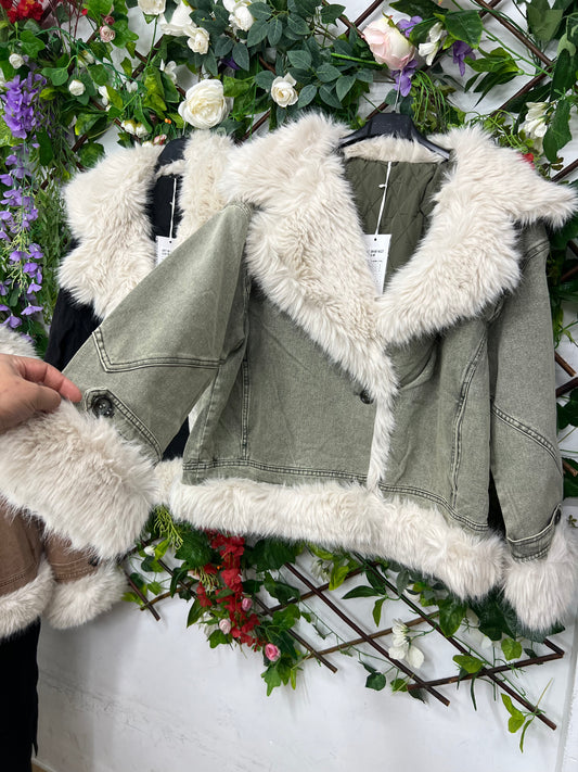 Chaqueta Vaquera Efecto Pelo Largo