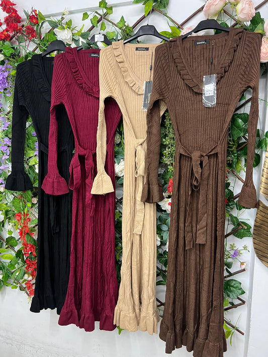 Vestido Punto Plisado Volante