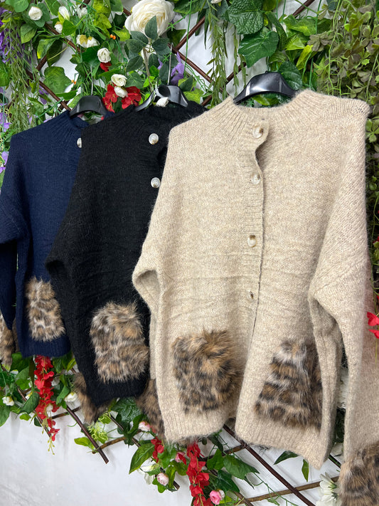 Cardigan Efecto Pelo Print