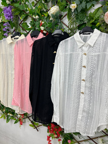 Camisa Bordada Boton Dorado