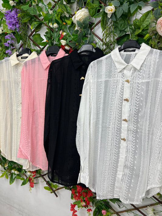 Camisa Bordada Boton Dorado