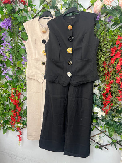 Conjunto Chaleco Botones Decorativos