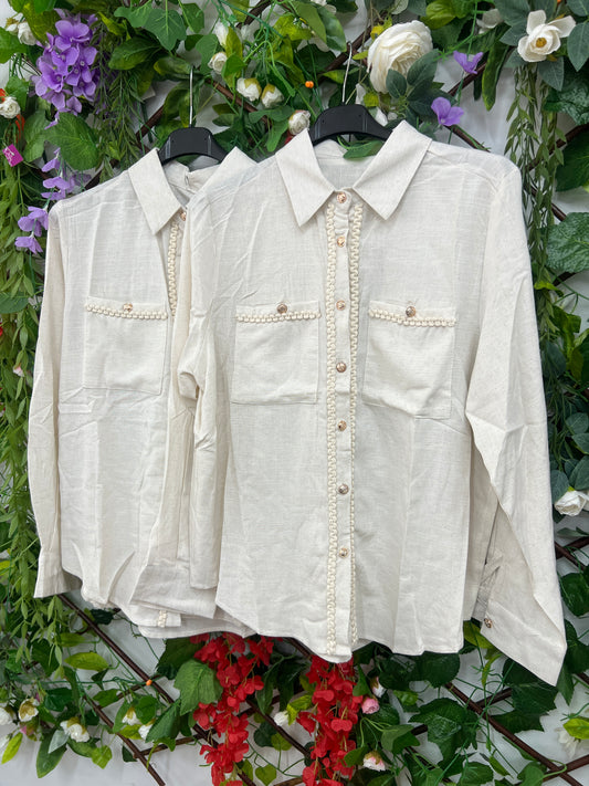 Camisa Bolsillos Encajes