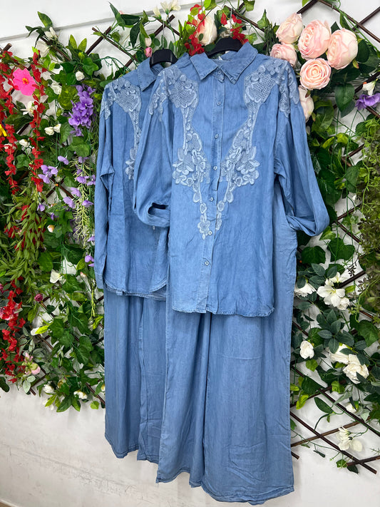 Conjunto Denim Bordado