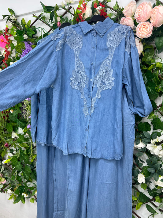 Conjunto Denim Bordado