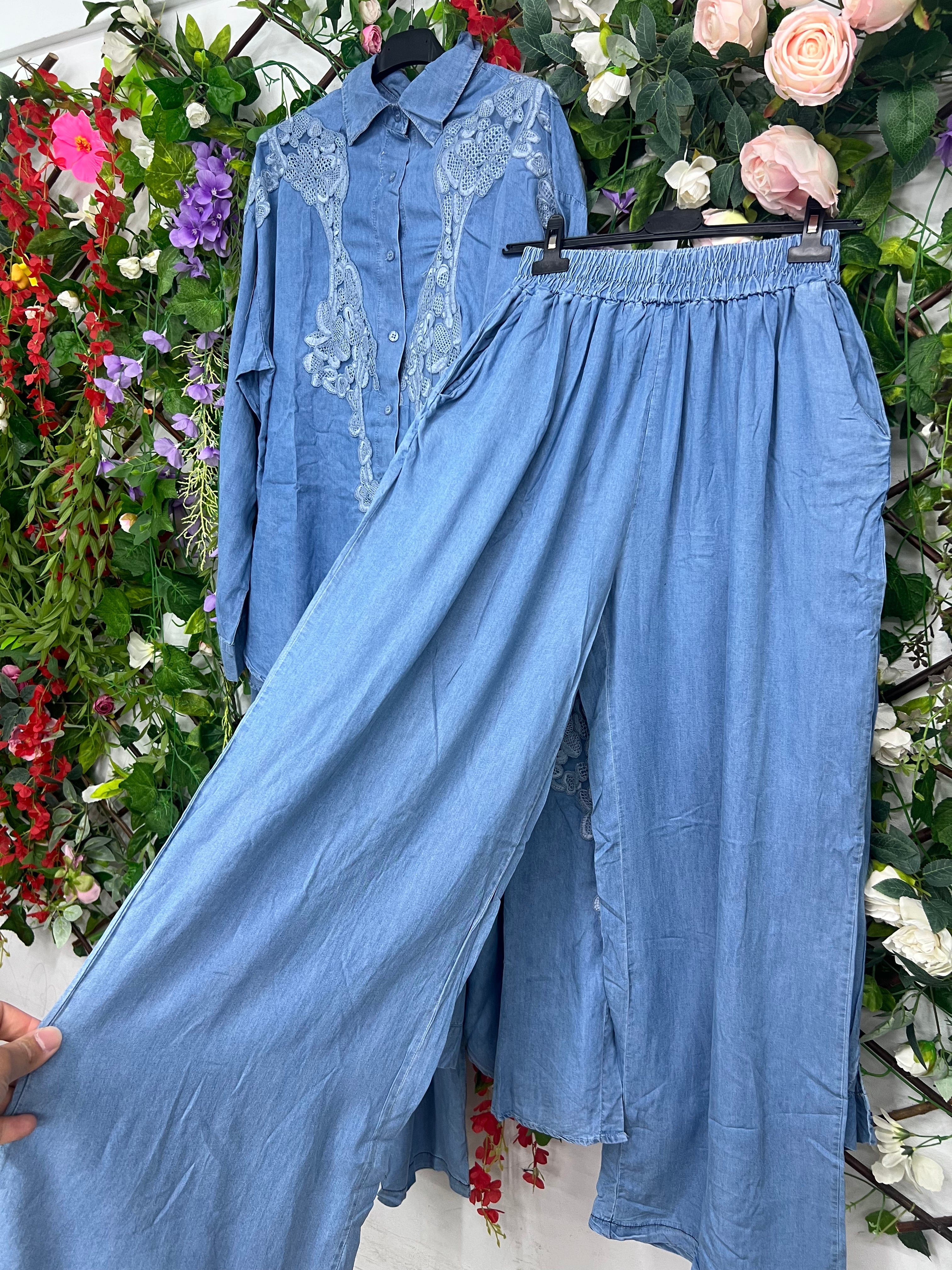 Conjunto Denim Bordado