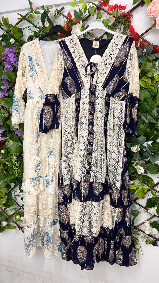 Vestido Boho Encaje Combinado