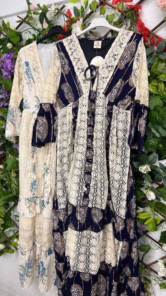 Vestido Boho Encaje Combinado