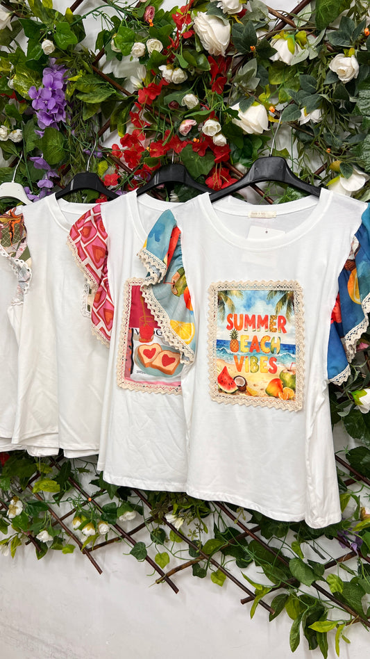Camiseta Volantes Estampadas
