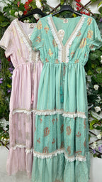 Vestido Indu Flecos y Bordados