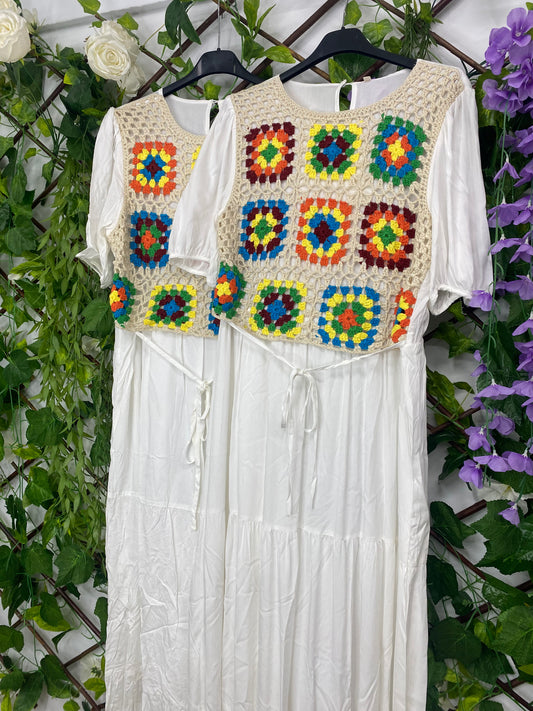 Vestido con Chaleco Ganchillo