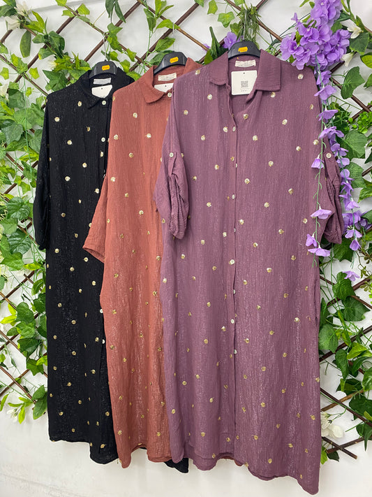 Vestido Lunares Dorados