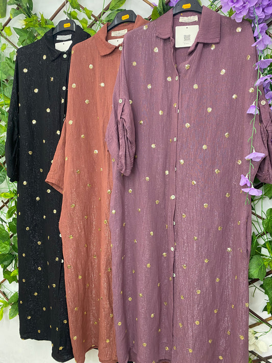 Vestido Lunares Dorados