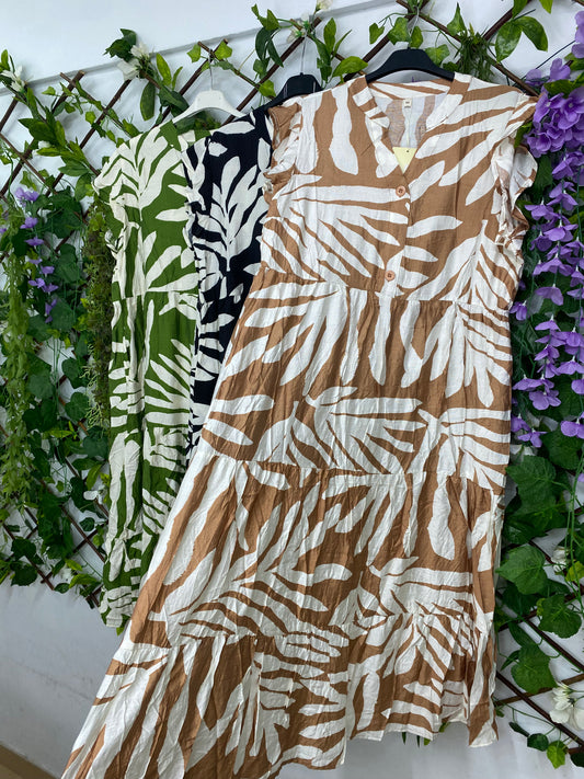 Vestido Hojas Bolsillos