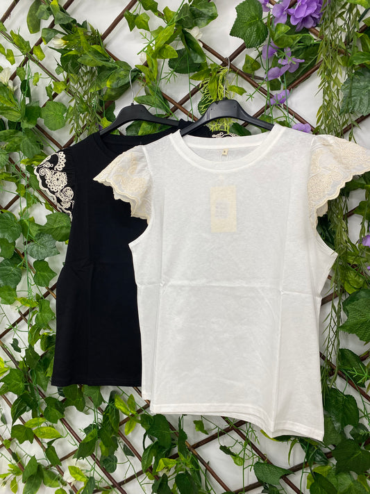 Camiseta Manga Ganchillo