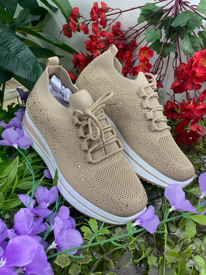 Deportivas Calcetin Piedritas Beige