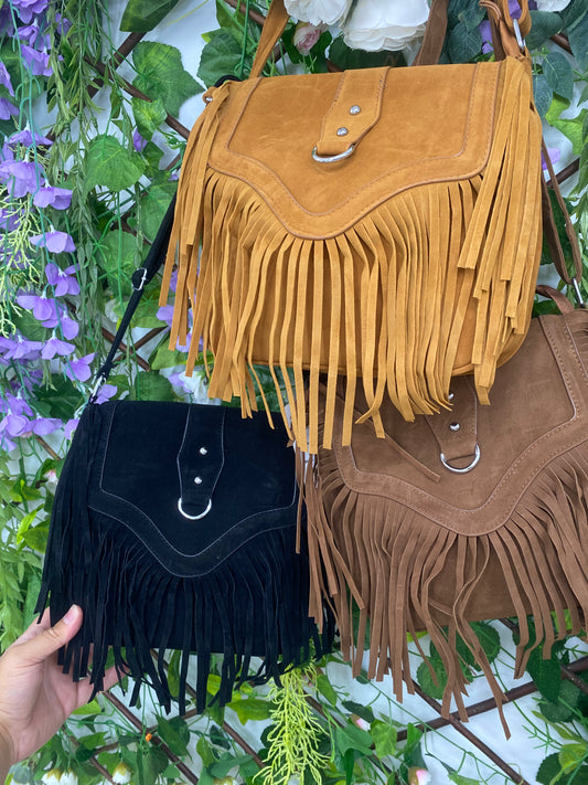 Bolso Broche Flecos Ante