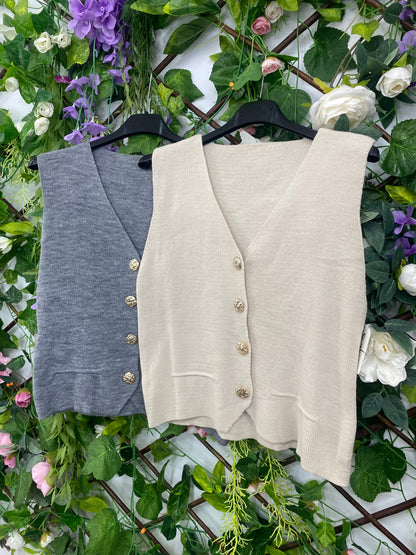 Chaleco Boton Dorado